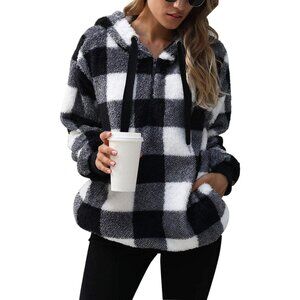 Fuzzy Fleece Pullover Womens Sherpa Jacket Half Zip Cozy Winter Coat